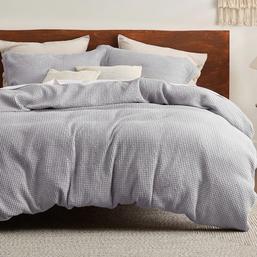 Bedsure Cotton Waffle Weave Duvet Cover Set Queen